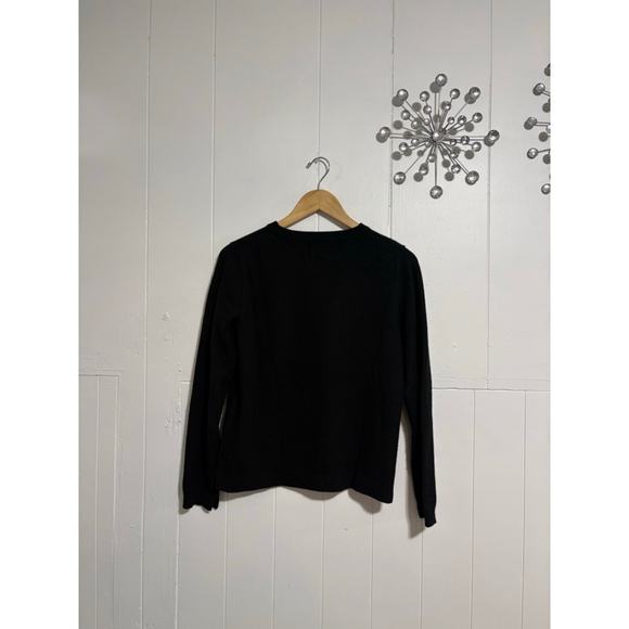 Women's Jumper Black Grey SKI Cashmere Crew Neck Sweater Size 2 - Picture 2 of 7